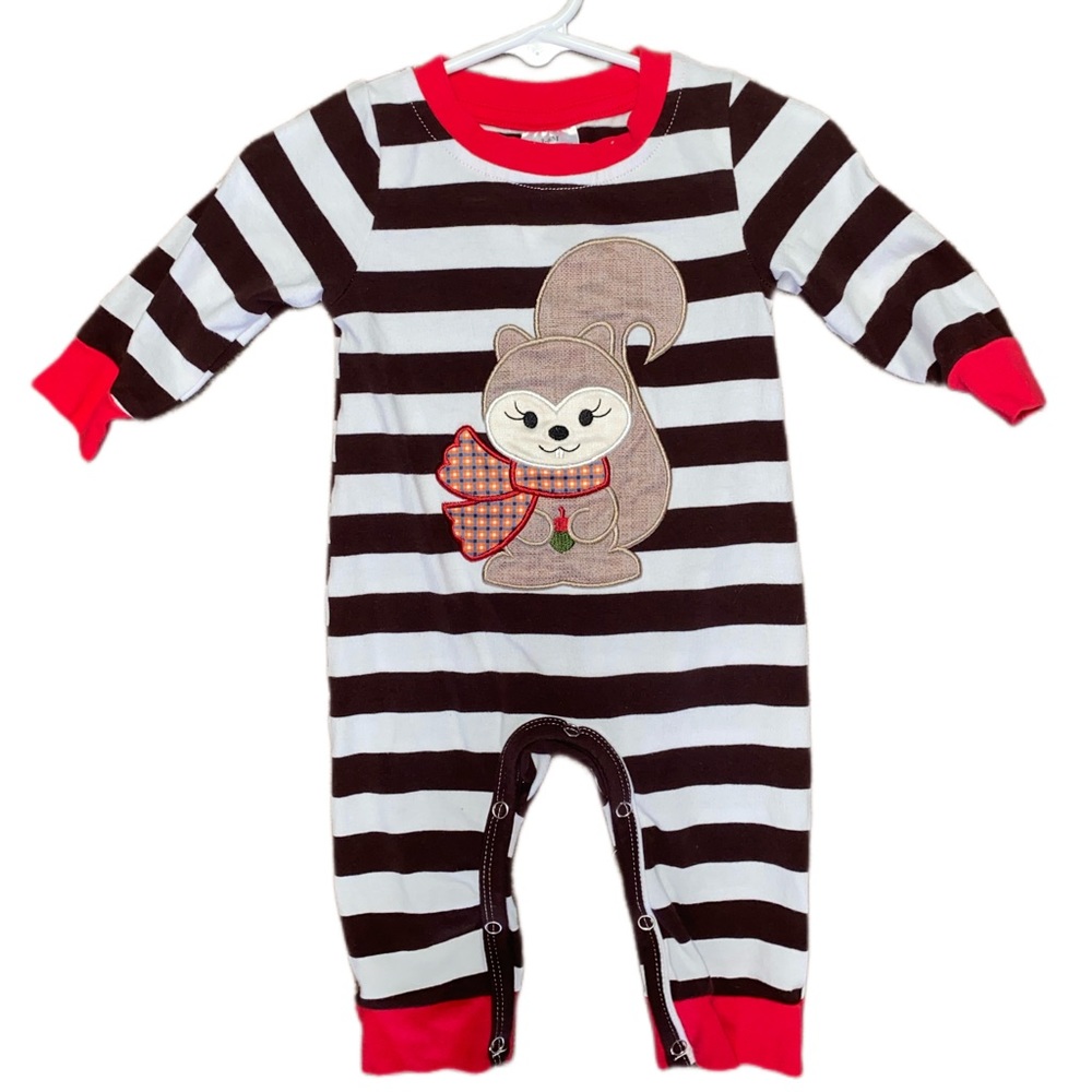 Marie Nicole Squirrel Fall Romper Outfit